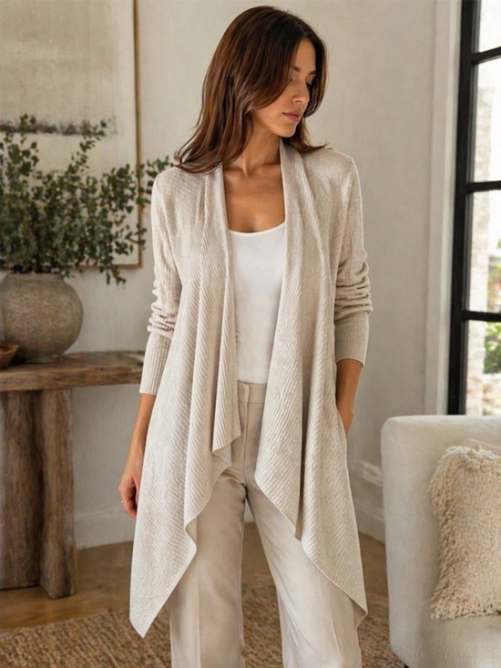 Eileen Fisher Sweaters - Eileen Fisher Ribbed Wool Open Front Cardigan Cream XS TP